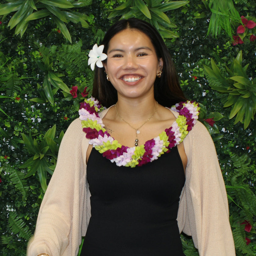 Dahlia Orchid Spiral Lei - Hawaii Exotic - Leilanis Leis