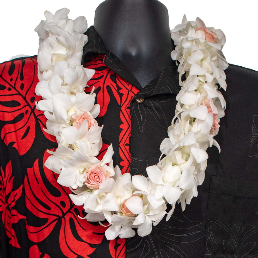 Double Orchid / Trace Roses - Double Lei - Leilanis Leis