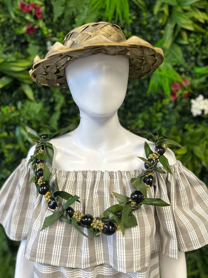 Ti Leafy Lei with Kukui Mongo - Ti Leaf Lei - Leilanis Leis