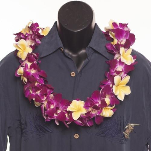 Double Orchid / With Plumeria - Double Lei - Leilanis Leis