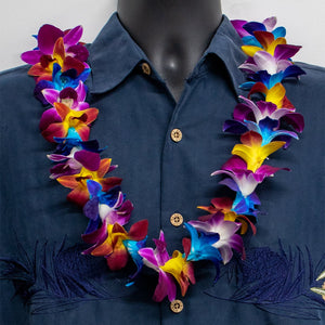 Single Orchid Rainbow Lei - Single Lei - Leilanis Leis