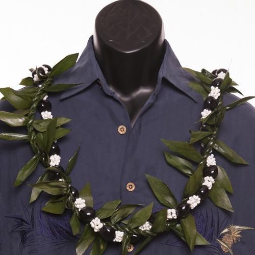 Ti Leafy Lei with Kukui Mongo - Ti Leaf Lei - Leilanis Leis