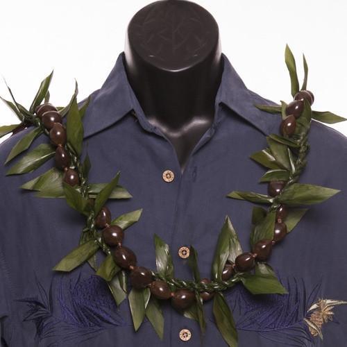 Ti Leafy Lei with Kukui Nuts - Ti Leaf Lei - Leilanis Leis