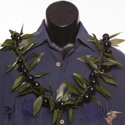Ti Leafy Lei with Kukui Nuts - Ti Leaf Lei - Leilanis Leis