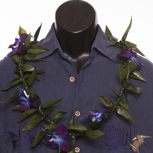 Ti Leafy Lei with Orchids - Ti Leaf Lei - Leilanis Leis