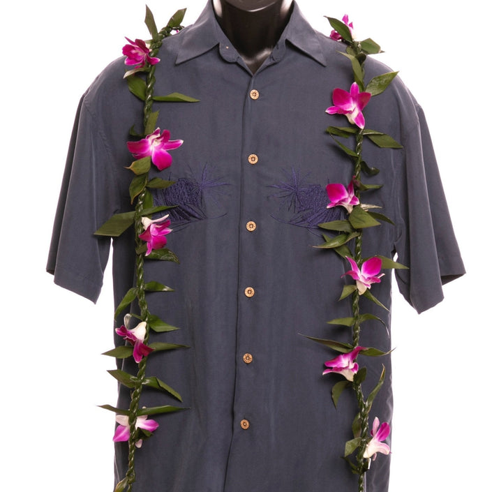 Ti Leafy Lei with Orchids, Open Ended 60