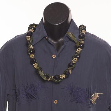Ti Lei with Kukui Mongo - Ti Leaf Lei - Leilanis Leis
