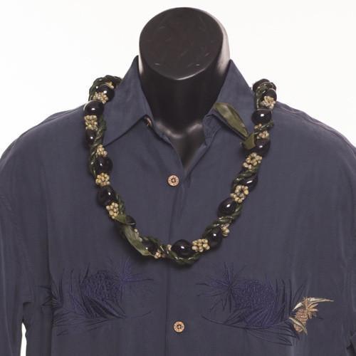 Ti Lei with Kukui Mongo - Ti Leaf Lei - Leilanis Leis