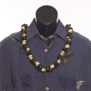 Ti Lei with Kukui Mongo - Ti Leaf Lei - Leilanis Leis