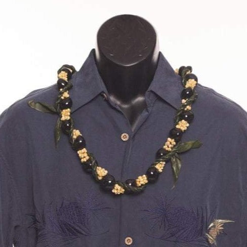 Ti Lei with Kukui Mongo - Ti Leaf Lei - Leilanis Leis