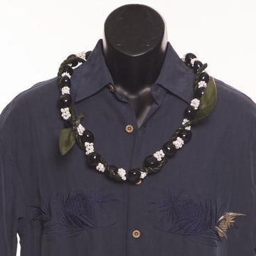 Ti Lei with Kukui Mongo - Ti Leaf Lei - Leilanis Leis