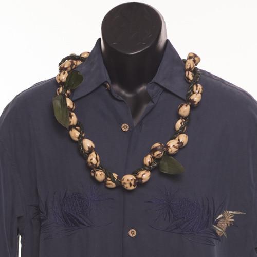 Ti Lei with Kukui Nuts - Ti Leaf Lei - Leilanis Leis