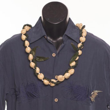 Ti Lei with Kukui Nuts - Ti Leaf Lei - Leilanis Leis