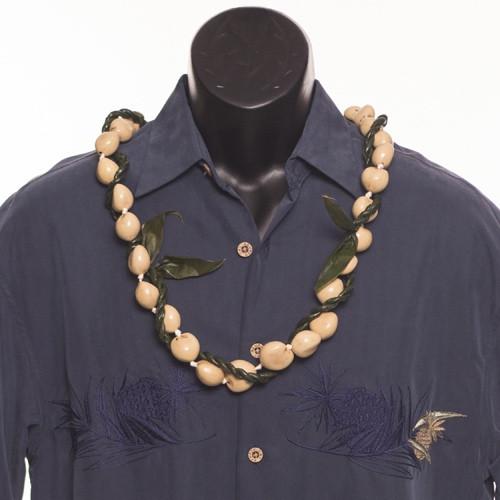 Ti Lei with Kukui Nuts - Ti Leaf Lei - Leilanis Leis