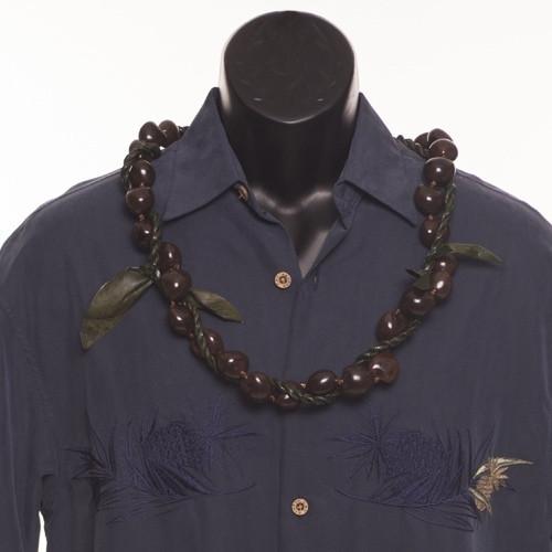 Ti Lei with Kukui Nuts - Ti Leaf Lei - Leilanis Leis