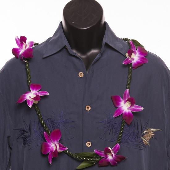 Ti Lei with Orchids - Ti Leaf Lei - Leilanis Leis