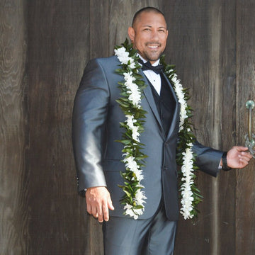 Ti Maile Lei with Twisted Orchids - Ti Leaf Lei - Leilanis Leis